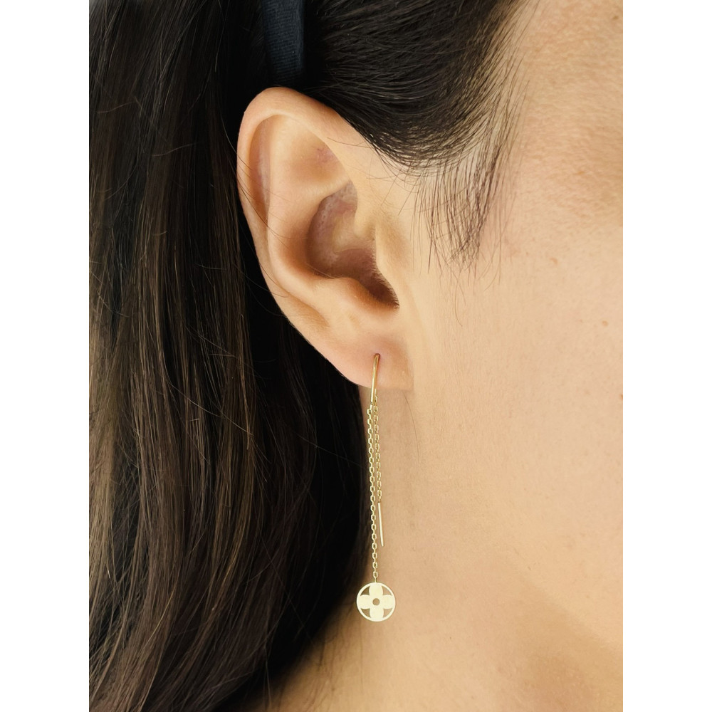 Blume Gold Ohrringe Ohrhänger Ohrstecker Ohrschmuck Paar Gelbgold 585er 14KT