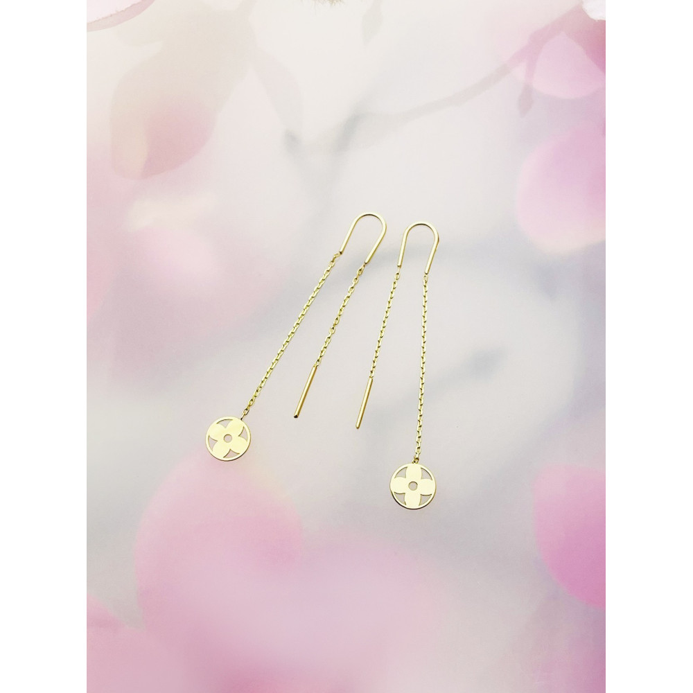 Blume Gold Ohrringe Ohrhänger Ohrstecker Ohrschmuck Paar Gelbgold 585er 14KT