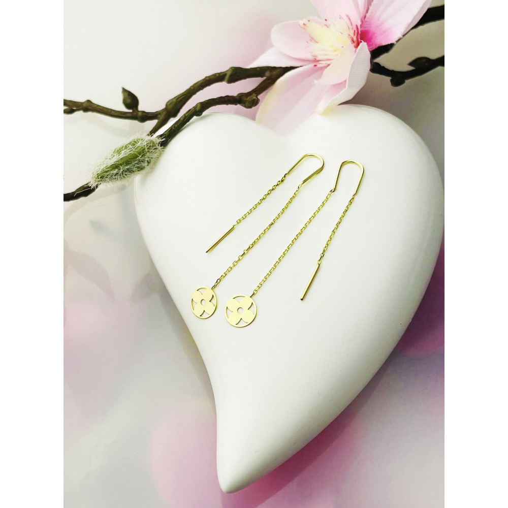Blume Gold Ohrringe Ohrhänger Ohrstecker Ohrschmuck Paar Gelbgold 585er 14KT