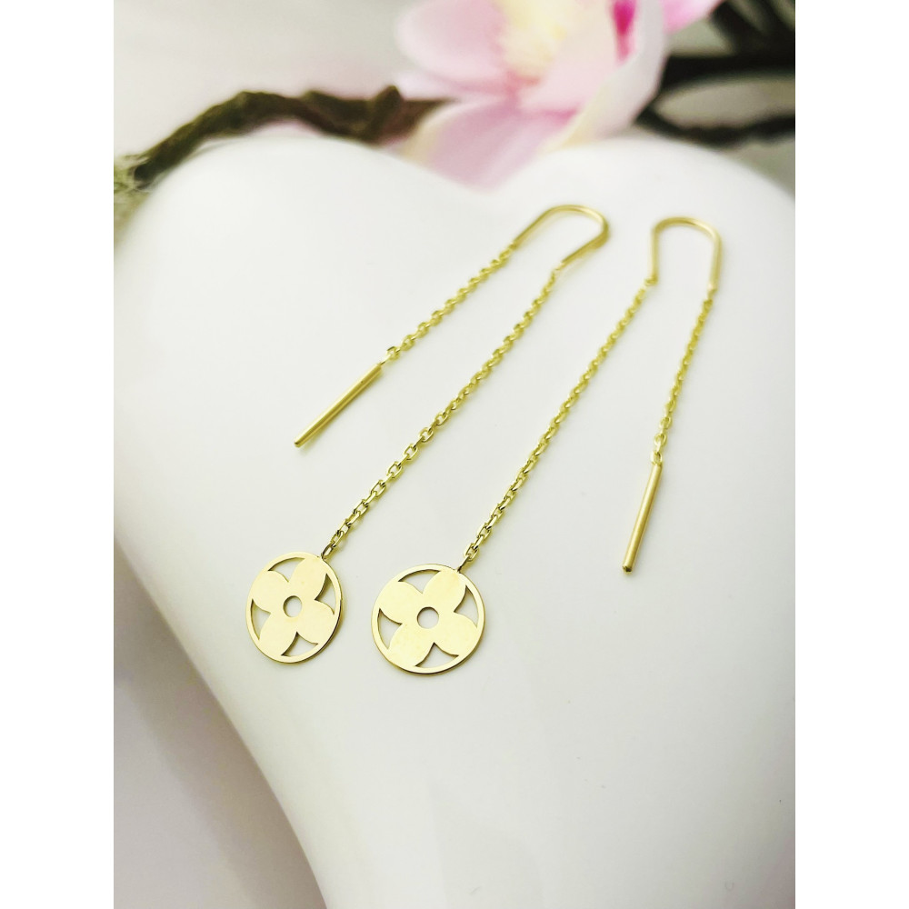 Blume Gold Ohrringe Ohrhänger Ohrstecker Ohrschmuck Paar Gelbgold 585er 14KT