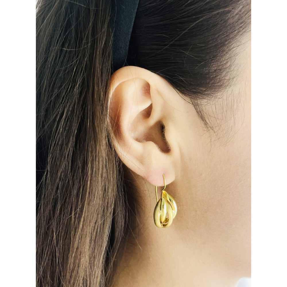 Złote kolczyki fantazyjnie splecione ogniki