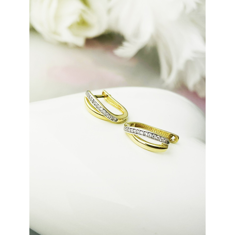 Ohrringe Ohrhänger mit Zirkonia Ohrstecker Ohrschmuck Paar Gelbgold 585er 14KT