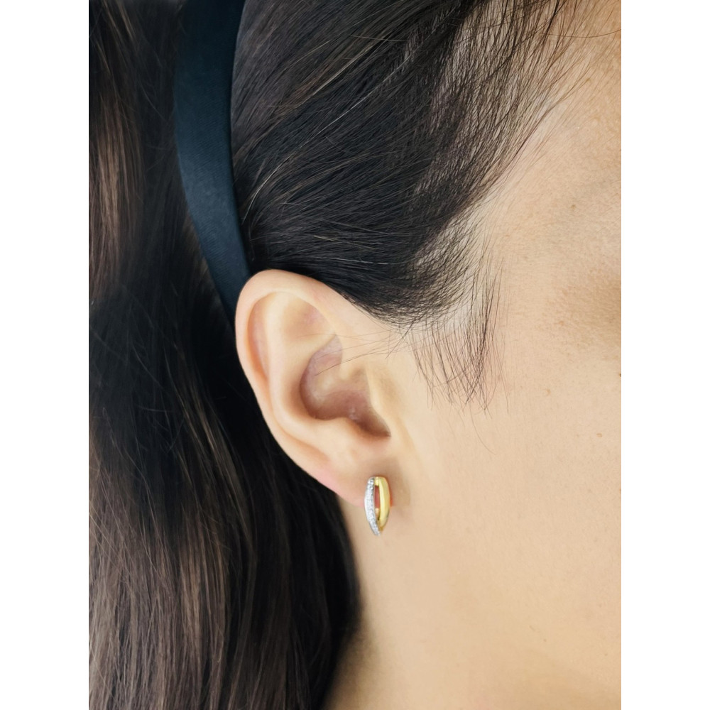 Ohrringe Ohrhänger mit Zirkonia Ohrstecker Ohrschmuck Paar Gelbgold 585er 14KT