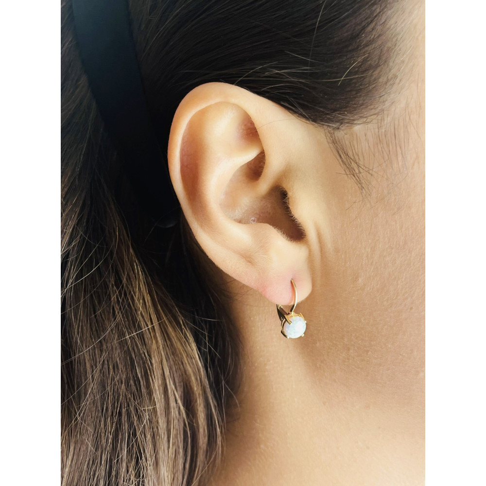 Ball Ohrringe Ohrhänger mit Opal Ohrstecker Ohrschmuck Paar Gelbgold 585er 14KT