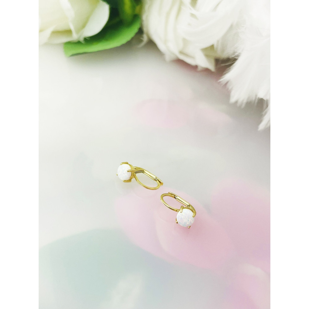 Ball Ohrringe Ohrhänger mit Opal Ohrstecker Ohrschmuck Paar Gelbgold 585er 14KT