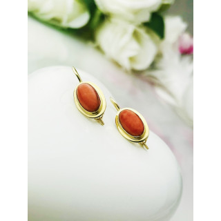 Złote kolczyki owalne koral