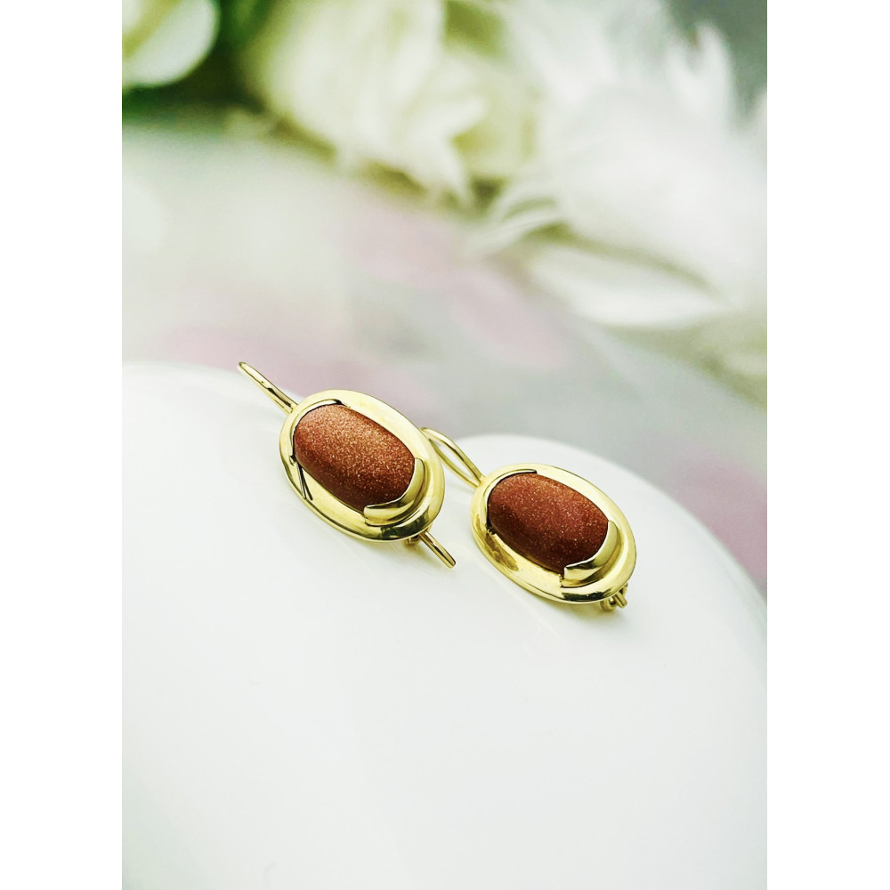 Złote kolczyki owalne Piasek Pustyni