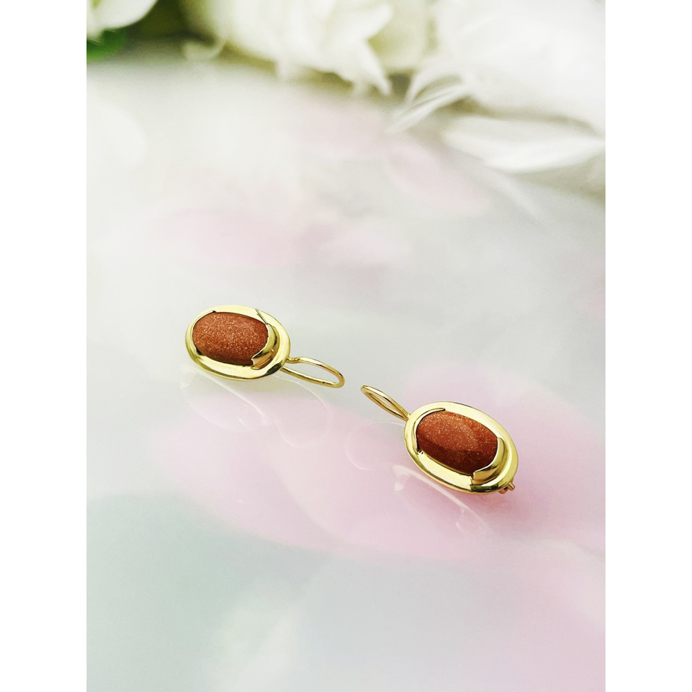 Wüstenstreifen Ohrringe Ohrhänger Ohrstecker Ohrschmuck Paar Gelbgold 585er 14KT