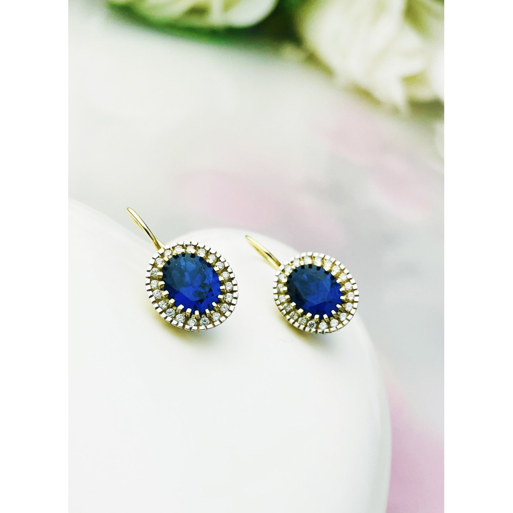 Ohrringe Ohrhänger mit Zirkonia Ohrstecker Ohrschmuck Paar Gelbgold 585er 14KT