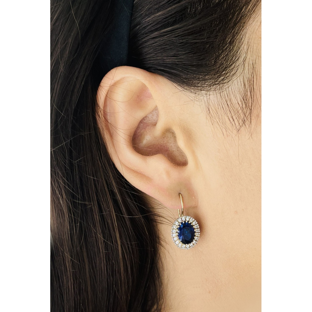 Ohrringe Ohrhänger mit Zirkonia Ohrstecker Ohrschmuck Paar Gelbgold 585er 14KT