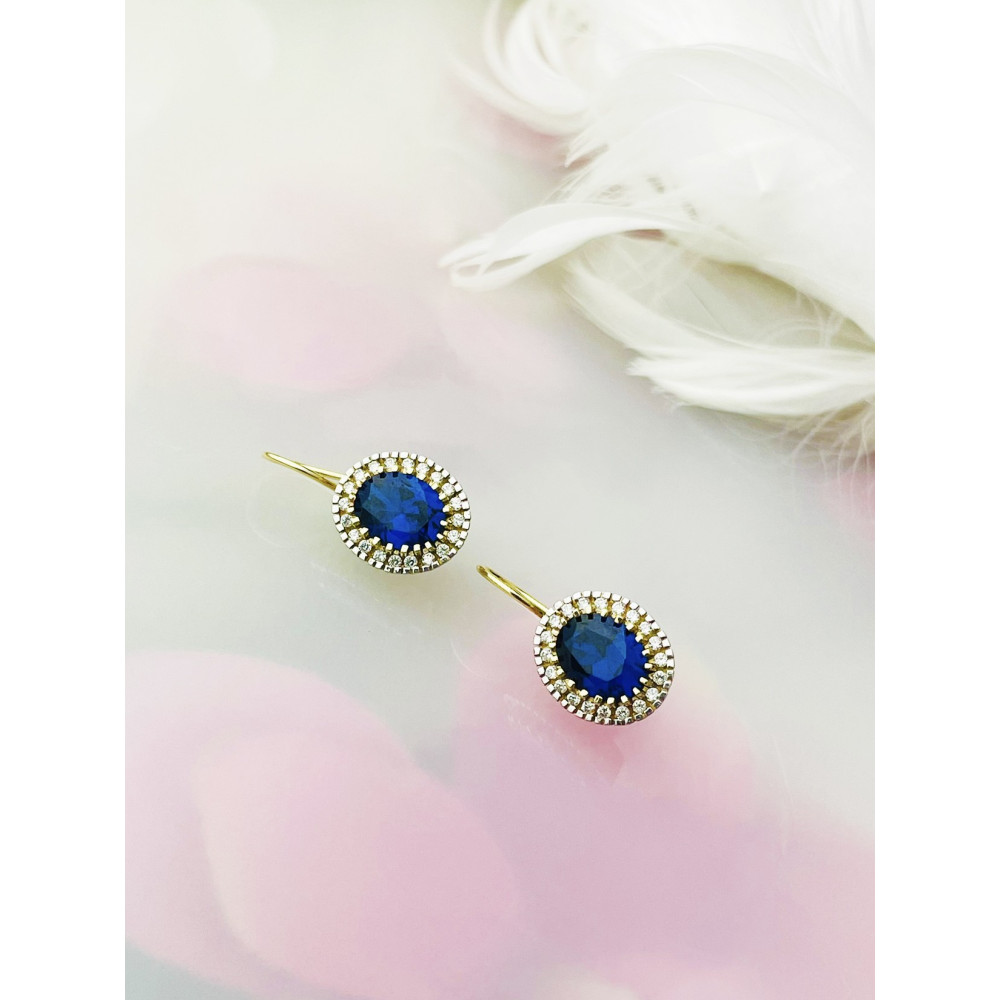 Ohrringe Ohrhänger mit Zirkonia Ohrstecker Ohrschmuck Paar Gelbgold 585er 14KT