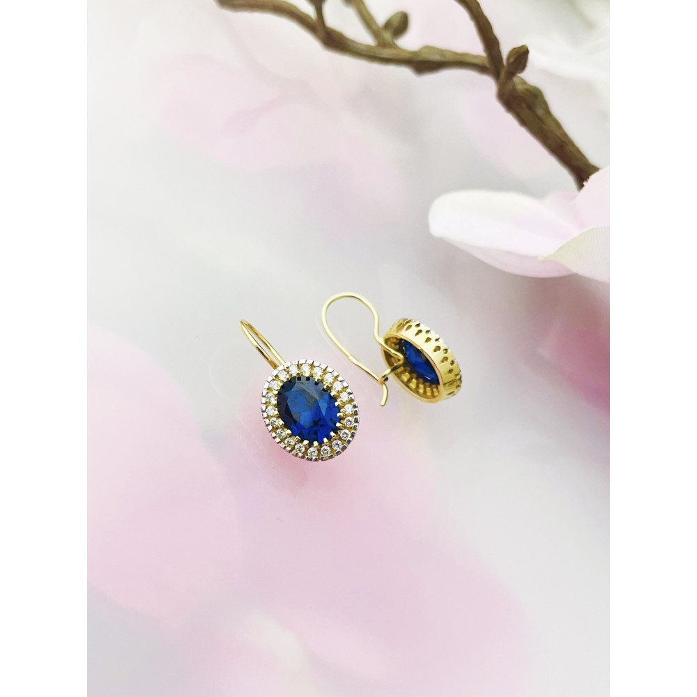 Ohrringe Ohrhänger mit Zirkonia Ohrstecker Ohrschmuck Paar Gelbgold 585er 14KT