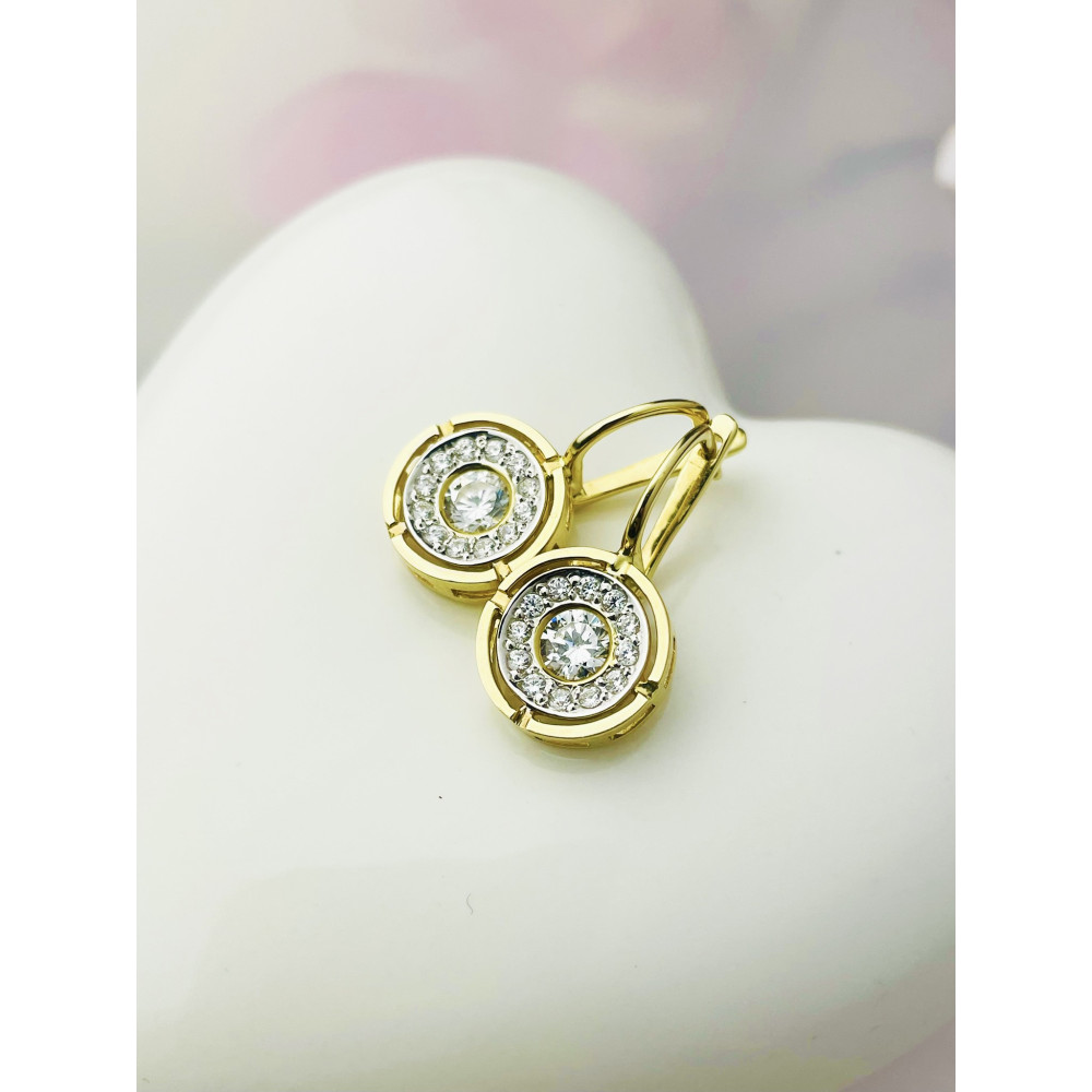 Ohrringe Ohrhänger mit Zirkonia Ohrstecker Ohrschmuck Paar Gelbgold 585er 14KT