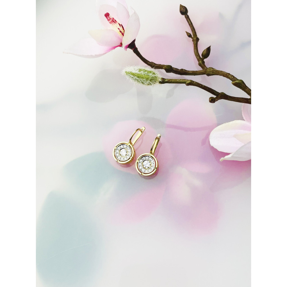 Ohrringe Ohrhänger mit Zirkonia Ohrstecker Ohrschmuck Paar Gelbgold 585er 14KT