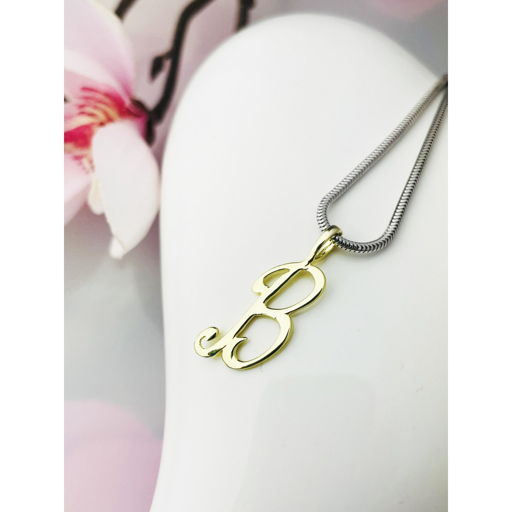 Złoty wisiorek zawieszka ozdobna literka B