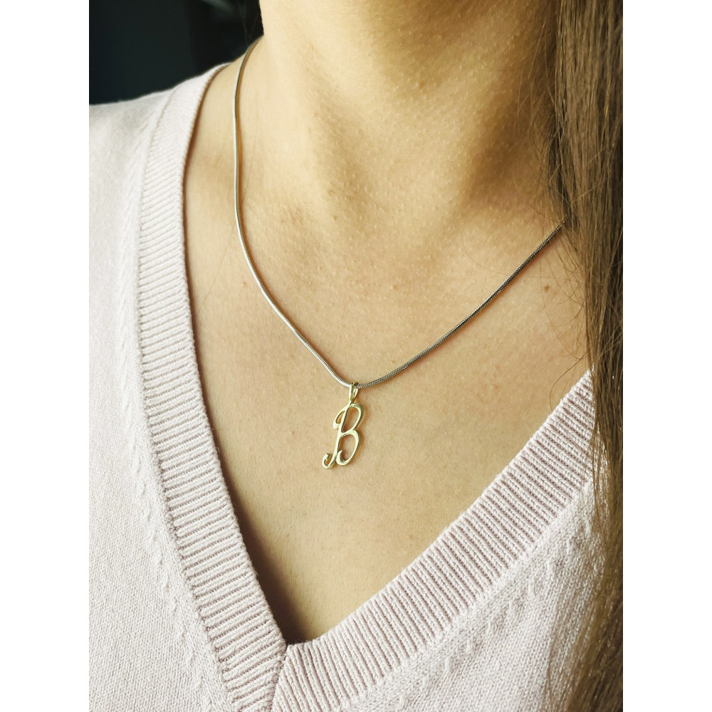 Złoty wisiorek zawieszka ozdobna literka B