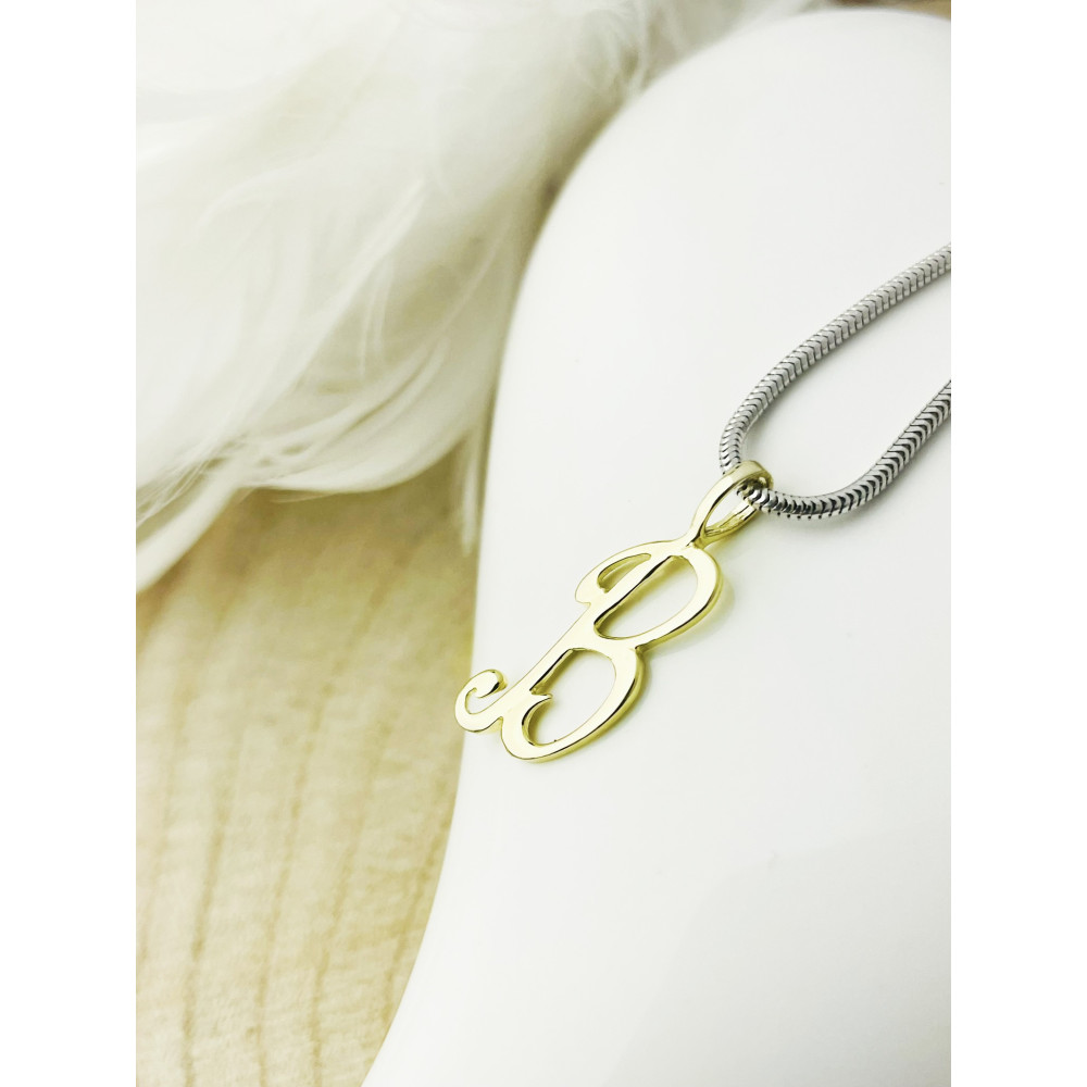 Złoty wisiorek zawieszka ozdobna literka B