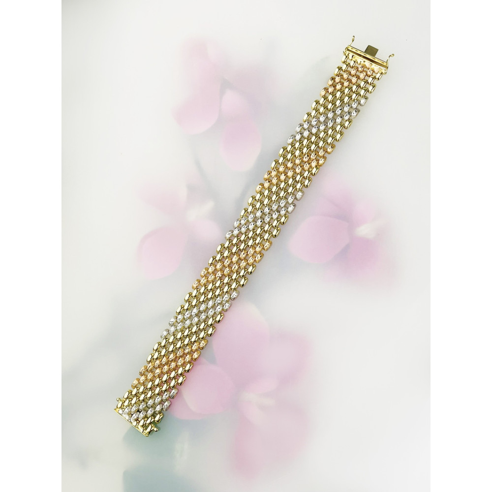 Damen dreifarbiges Goldarmband Armband Armkette Gelbgold 14KT 585er