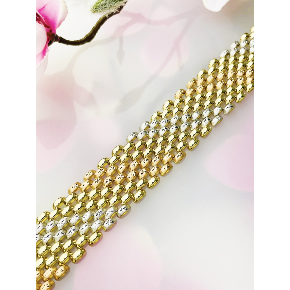 Damen dreifarbiges Goldarmband Armband Armkette Gelbgold 14KT 585er