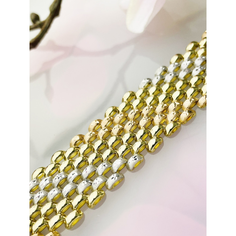 Damen dreifarbiges Goldarmband Armband Armkette Gelbgold 14KT 585er