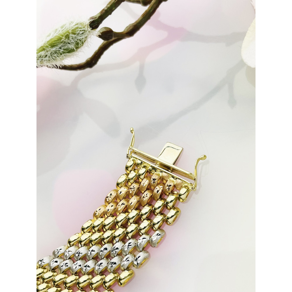 Damen dreifarbiges Goldarmband Armband Armkette Gelbgold 14KT 585er