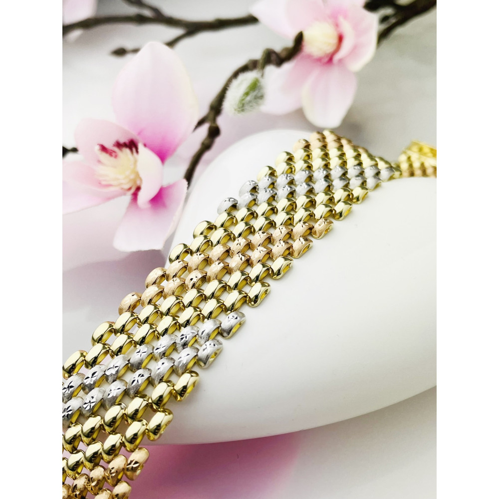 Damen dreifarbiges Goldarmband Armband Armkette Gelbgold 14KT 585er