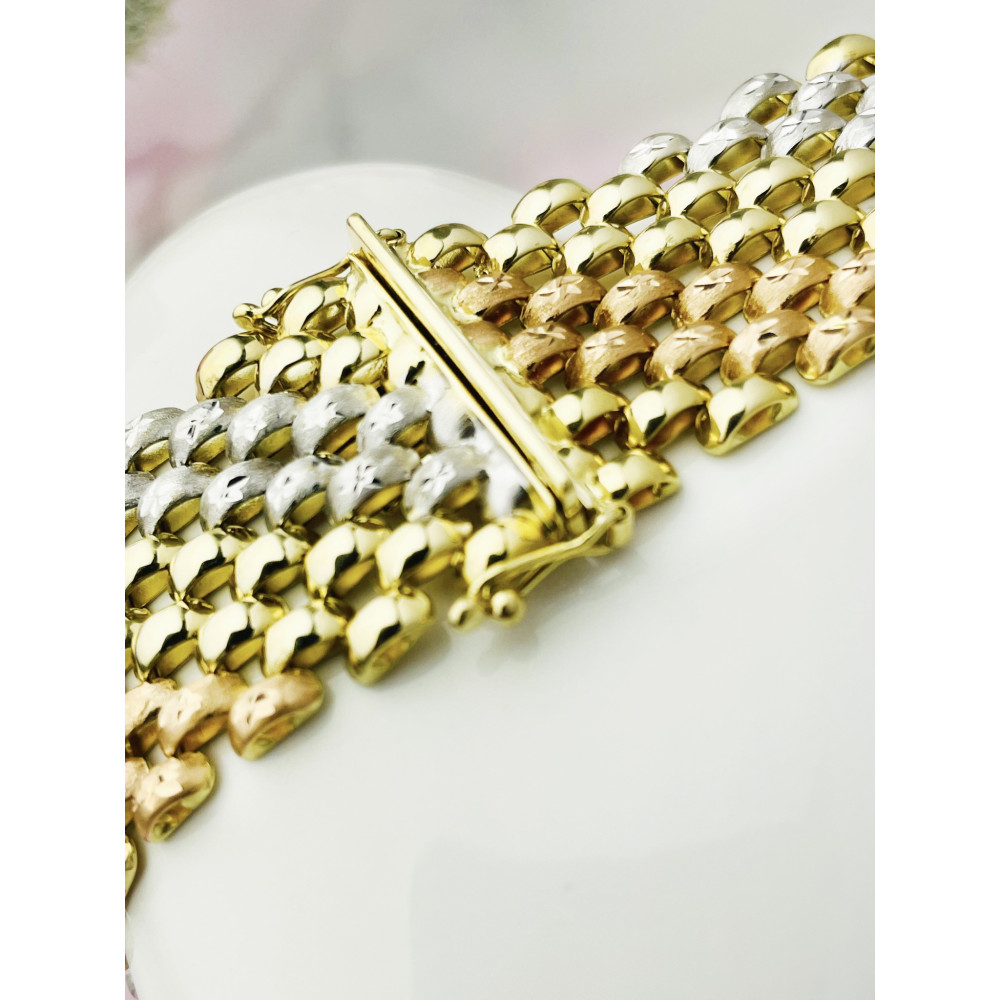 Damen dreifarbiges Goldarmband Armband Armkette Gelbgold 14KT 585er