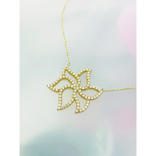 Blume Halskette goldenes Halsband mit Zirkonia Gelbgold 585er 14KT