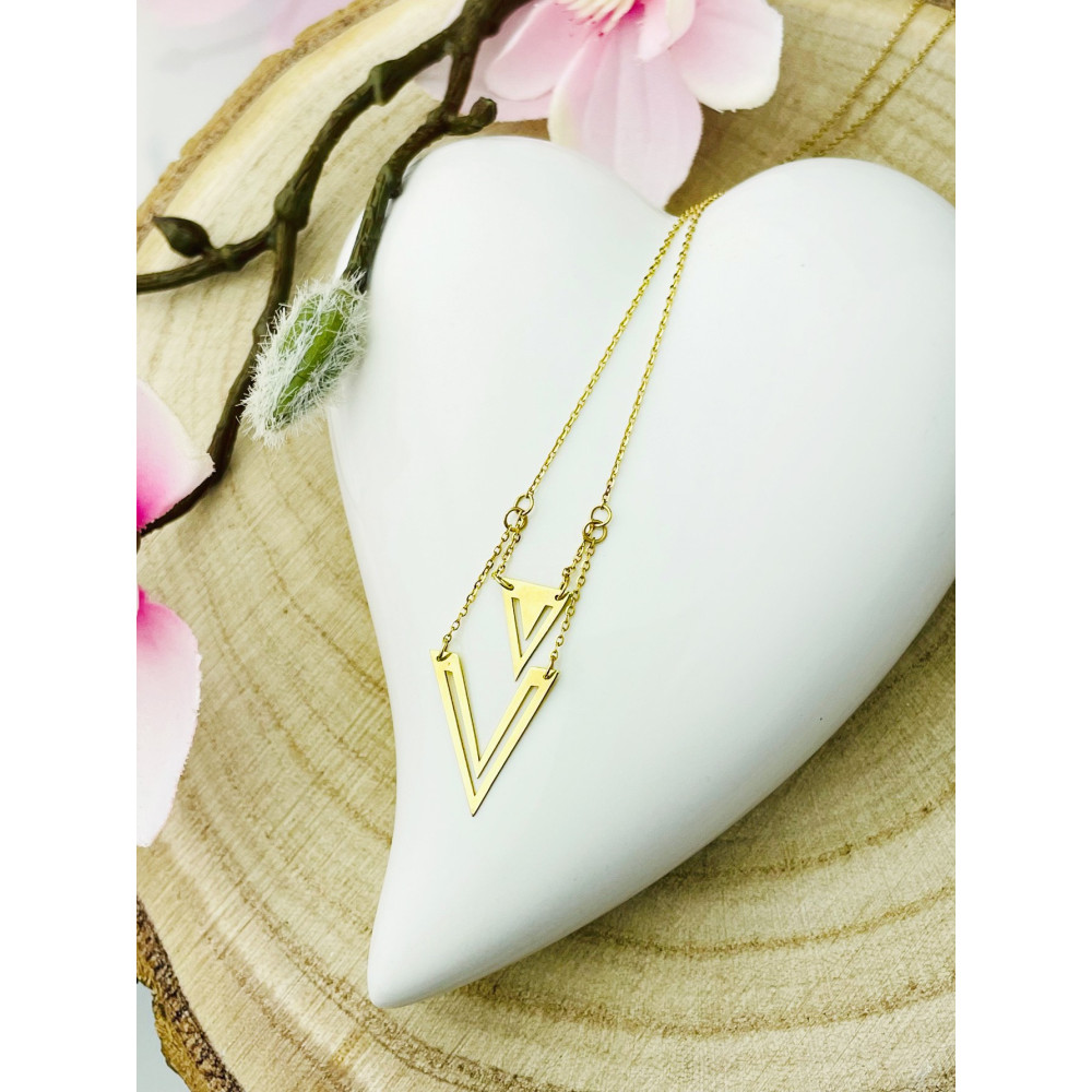 Triangel Halskette goldenes Halsband Gelbgold 585er 14KT