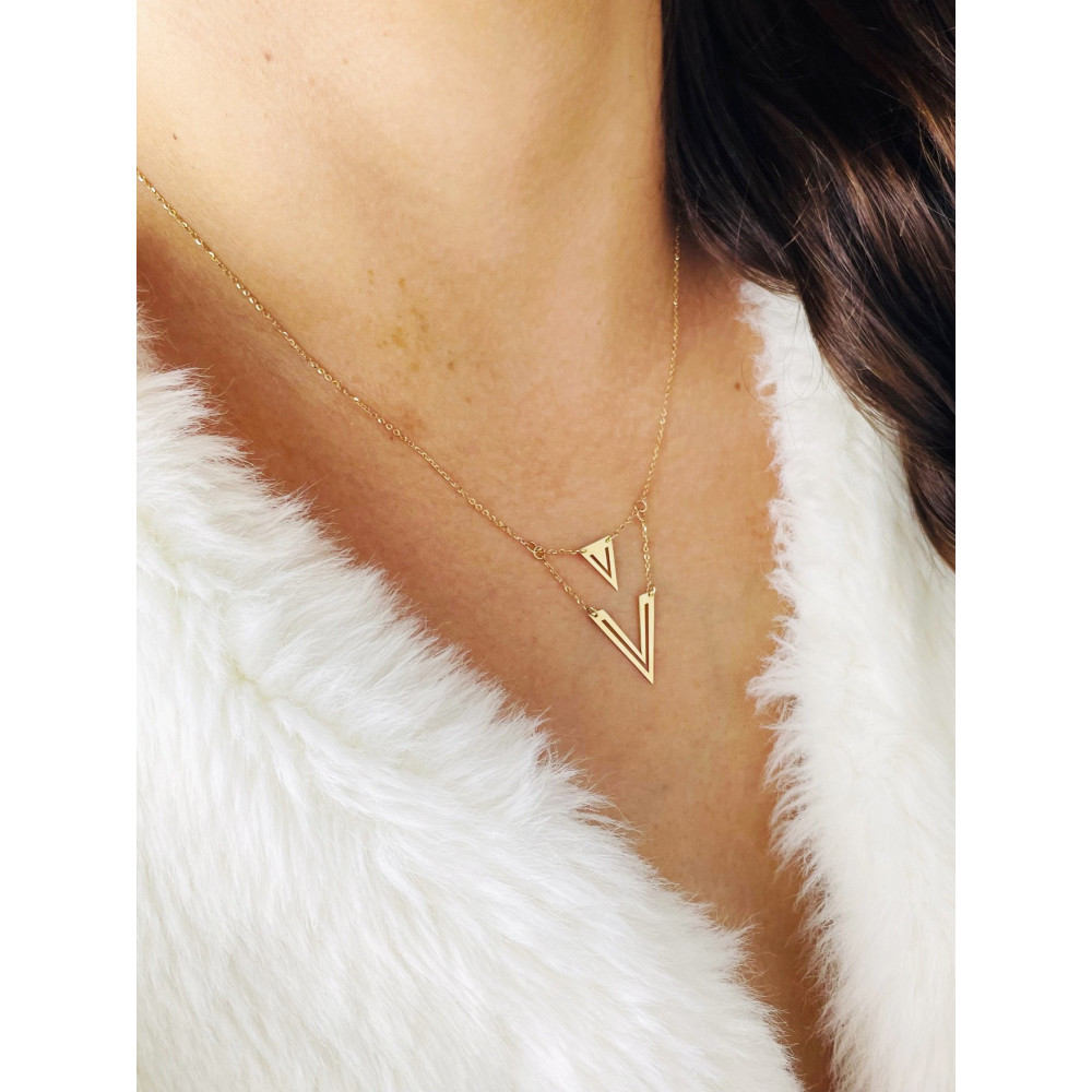 Triangel Halskette goldenes Halsband Gelbgold 585er 14KT