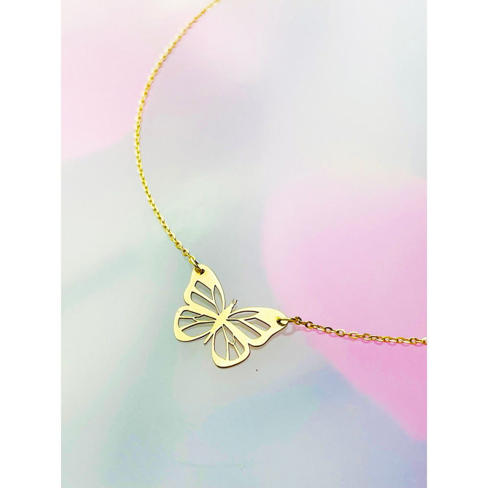 Schmetterling Halskette goldenes Halsband Gelbgold 585er 14KT