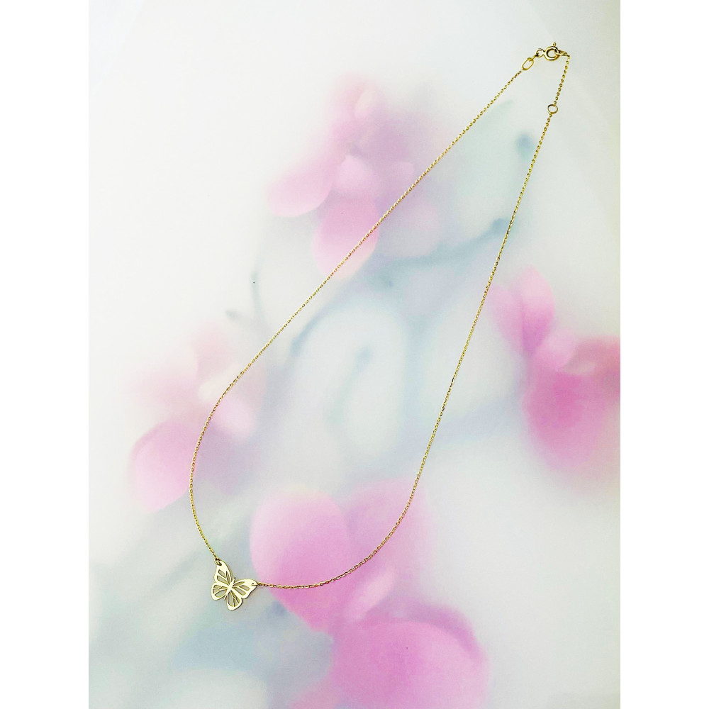 Schmetterling Halskette goldenes Halsband Gelbgold 585er 14KT