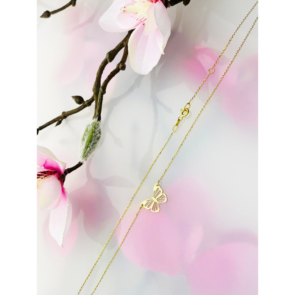 Schmetterling Halskette goldenes Halsband Gelbgold 585er 14KT