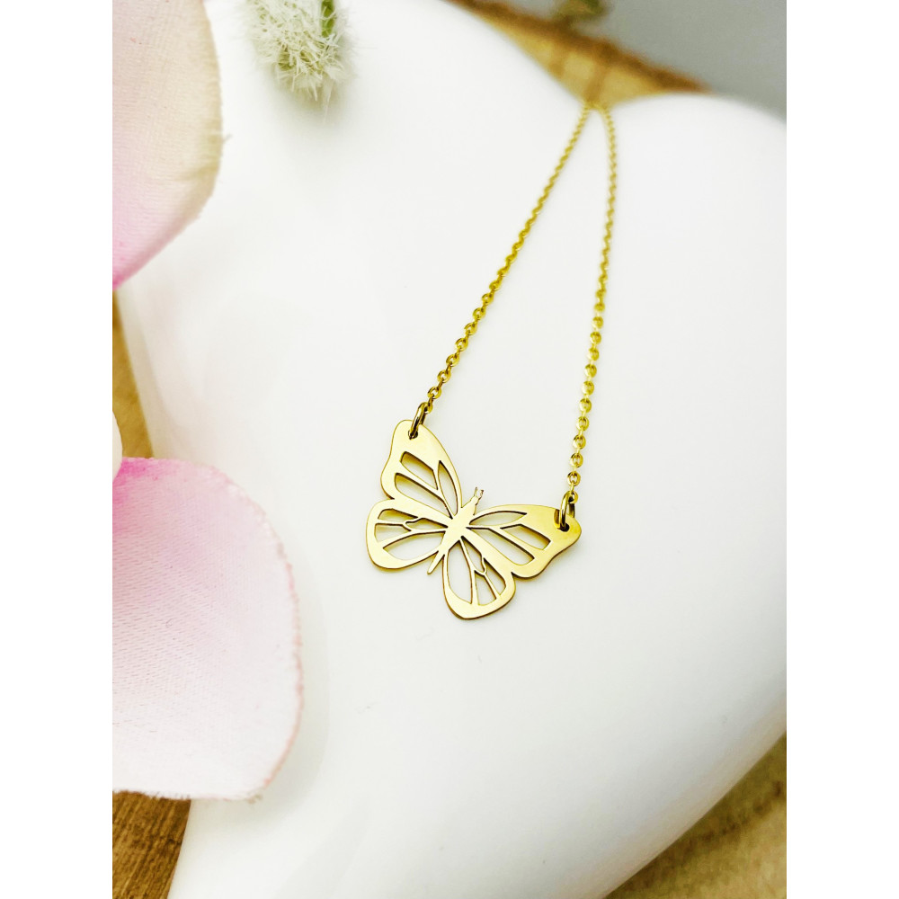Schmetterling Halskette goldenes Halsband Gelbgold 585er 14KT