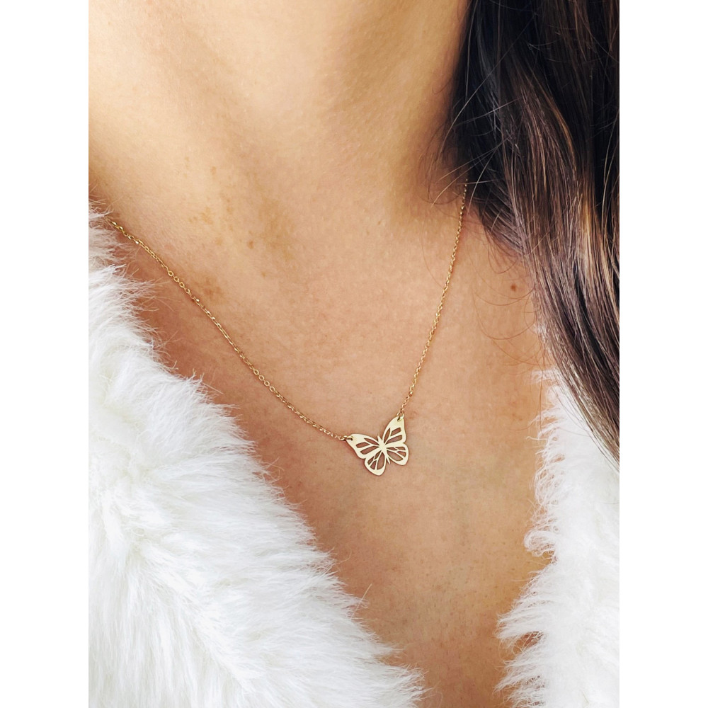 Schmetterling Halskette goldenes Halsband Gelbgold 585er 14KT