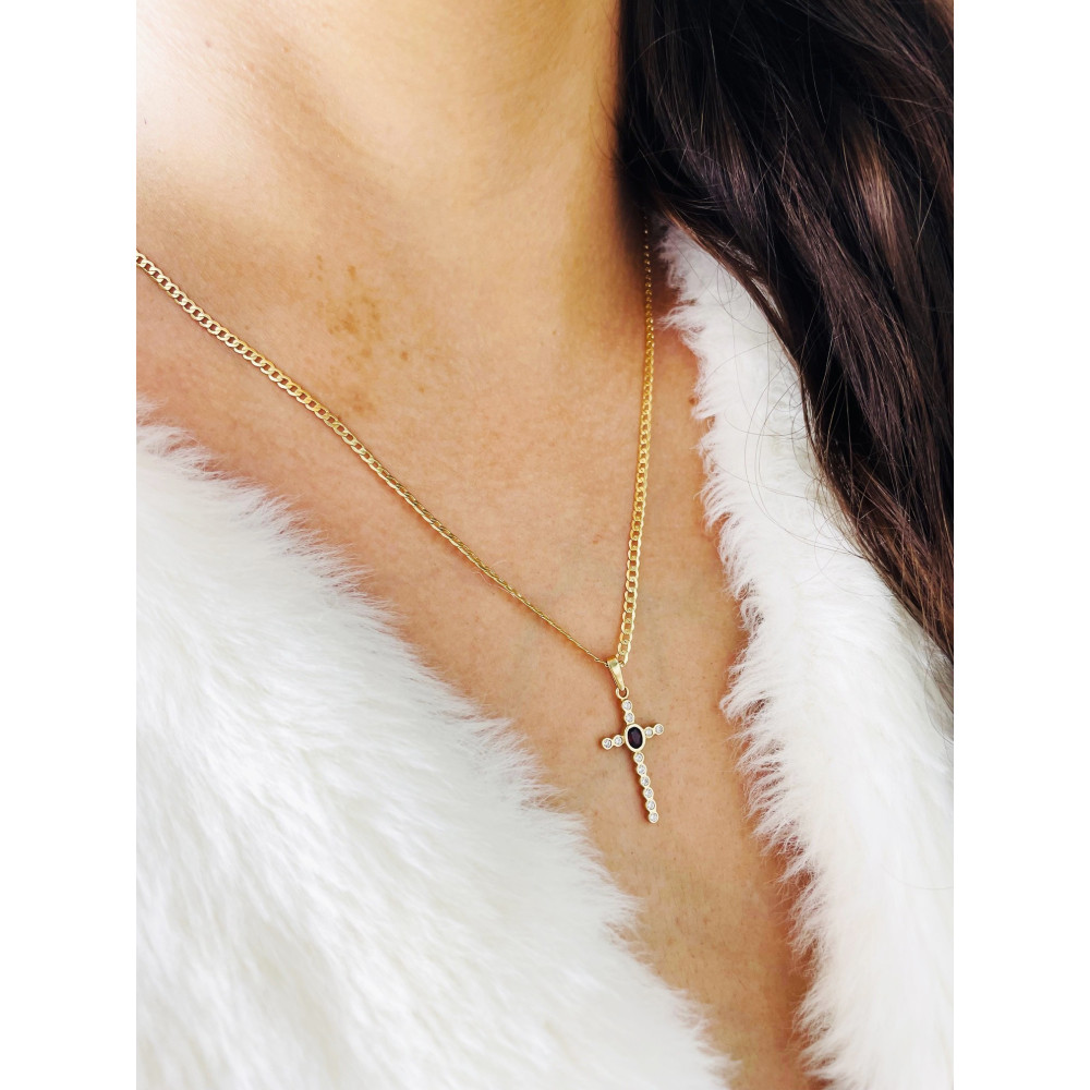 Goldanhänger Kettenanhänger Gold Anhänger Kreuz mit Zirkonia Goldkreuz Gelbgold 585er 14KT