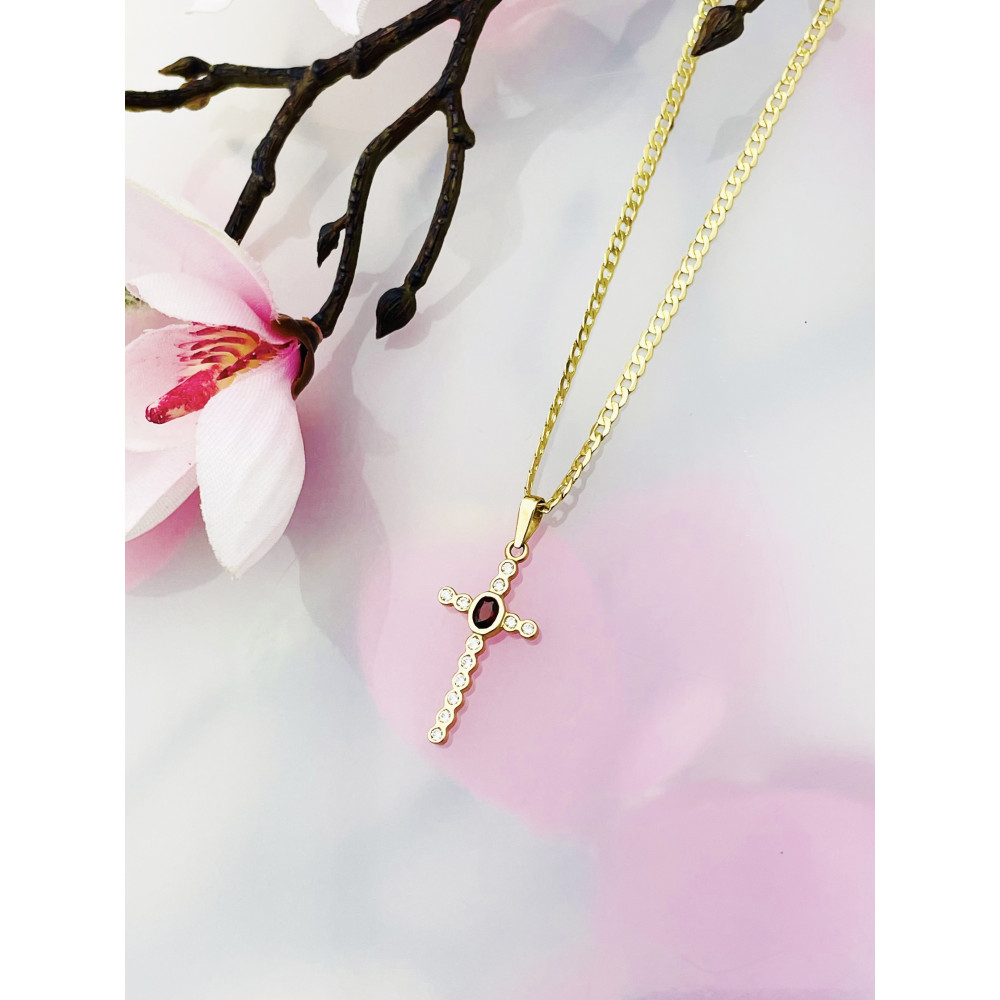 Goldanhänger Kettenanhänger Gold Anhänger Kreuz mit Zirkonia Goldkreuz Gelbgold 585er 14KT