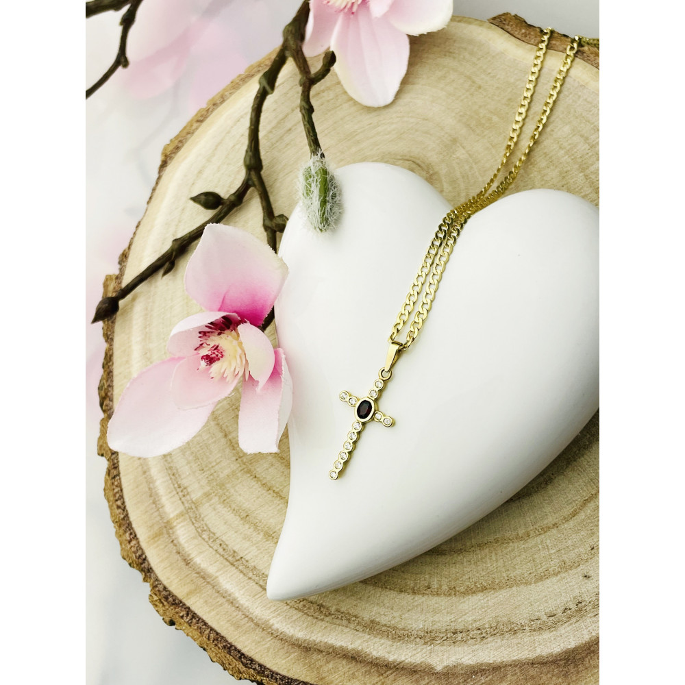 Goldanhänger Kettenanhänger Gold Anhänger Kreuz mit Zirkonia Goldkreuz Gelbgold 585er 14KT