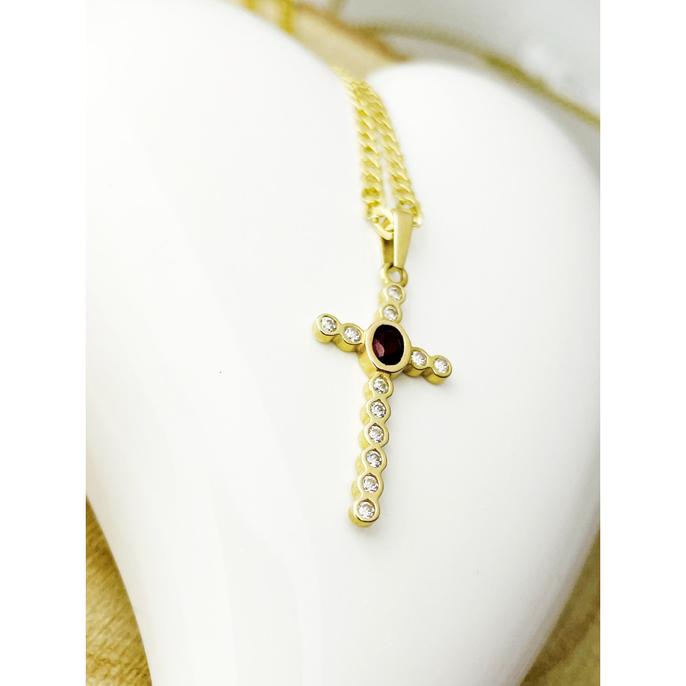 Goldanhänger Kettenanhänger Gold Anhänger Kreuz mit Zirkonia Goldkreuz Gelbgold 585er 14KT