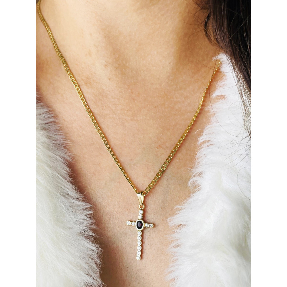 Goldanhänger Kettenanhänger Gold Anhänger Kreuz mit Zirkonia Goldkreuz Gelbgold 585er 14KT