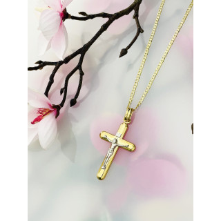 Goldanhänger Kettenanhänger Kreuz Jesus Christus Goldkreuz Bicolor Gelbgold 333er 8KT