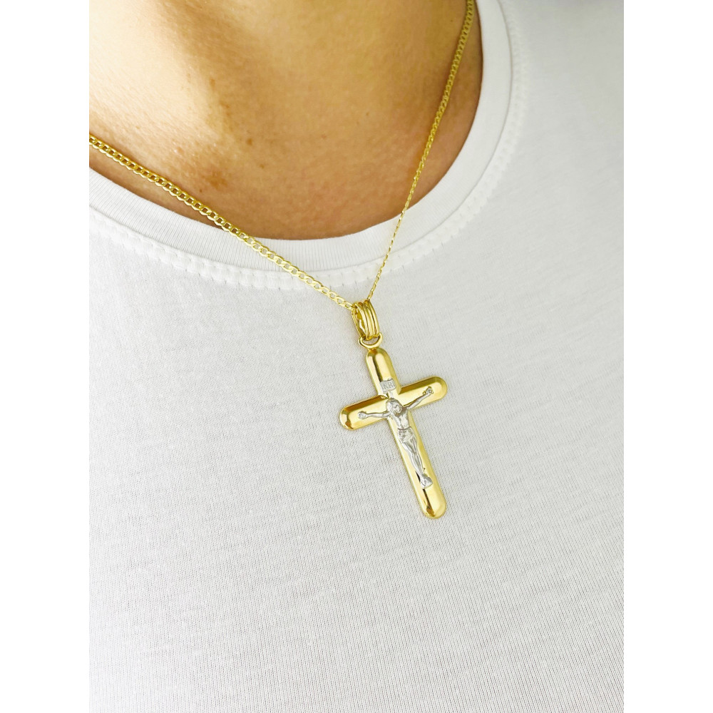 Goldanhänger Kettenanhänger Kreuz Jesus Christus Goldkreuz Bicolor Gelbgold 333er 8KT