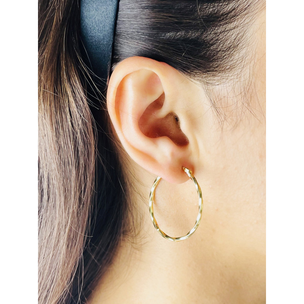 Kreis Creolen Ohrringe Ohrhänger Ohrstecker Ohrschmuck Paar Gelbgold 585er 14KT