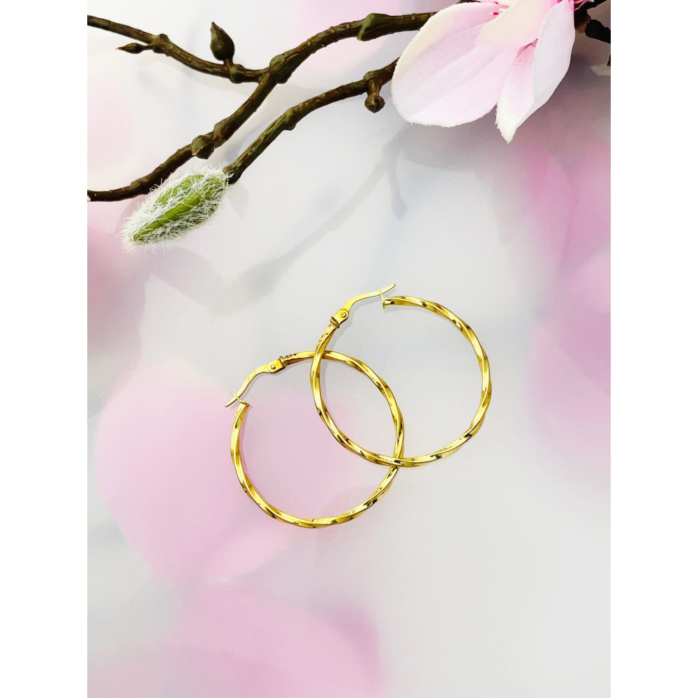 Złote kolczyki koła kręcone spiralne