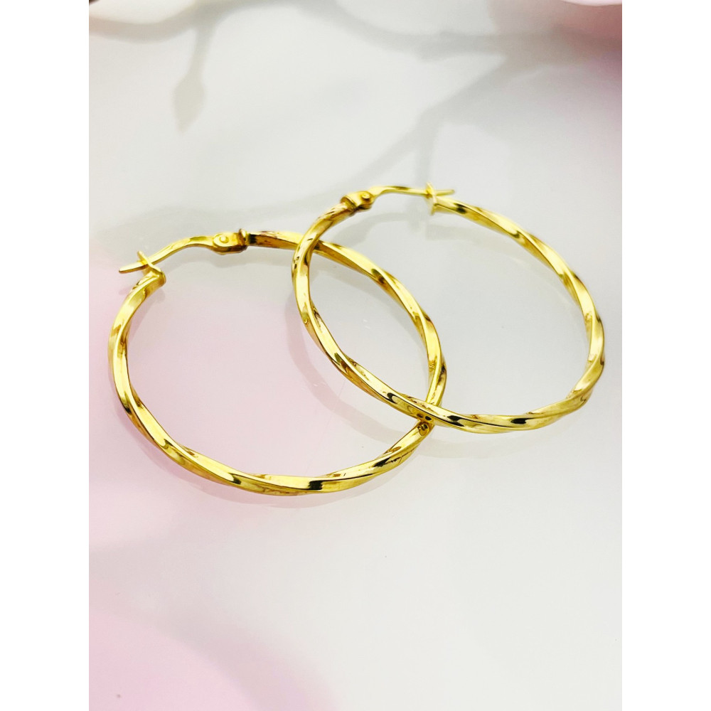 Kreis Creolen Ohrringe Ohrhänger Ohrstecker Ohrschmuck Paar Gelbgold 585er 14KT