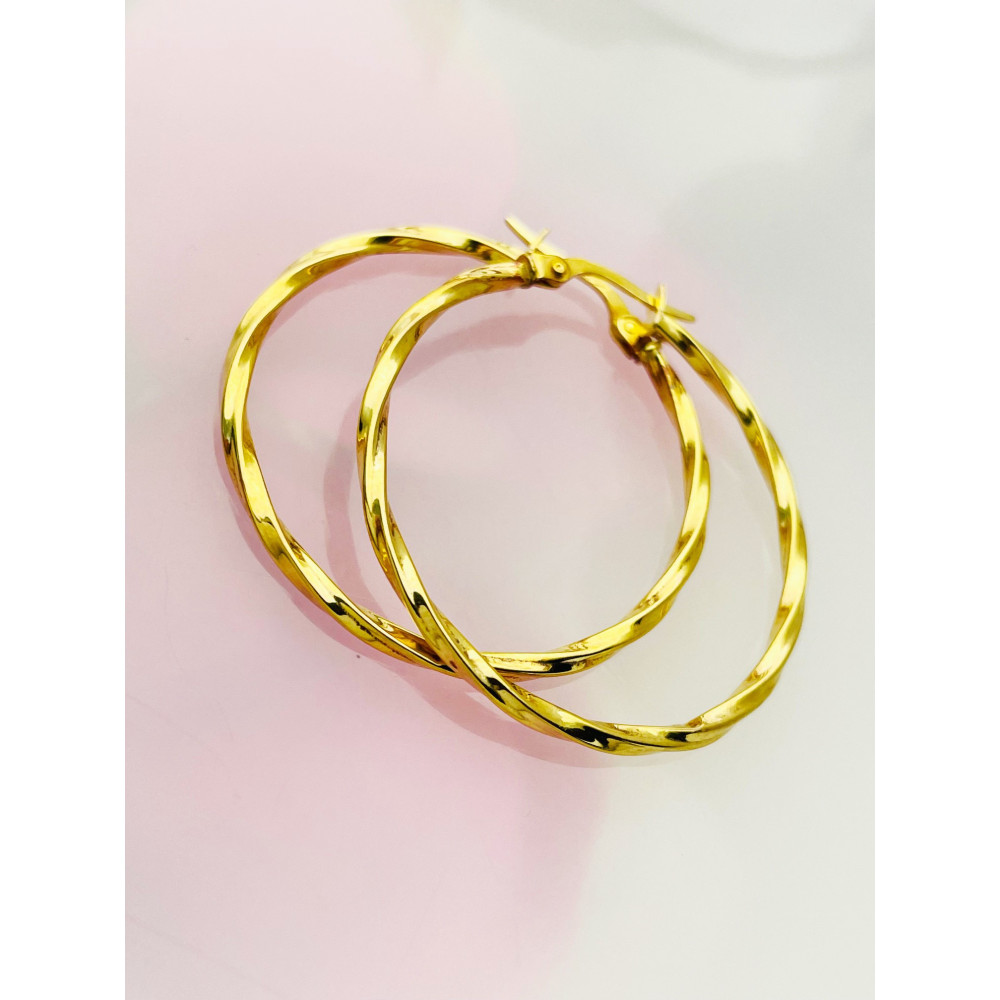 Kreis Creolen Ohrringe Ohrhänger Ohrstecker Ohrschmuck Paar Gelbgold 585er 14KT