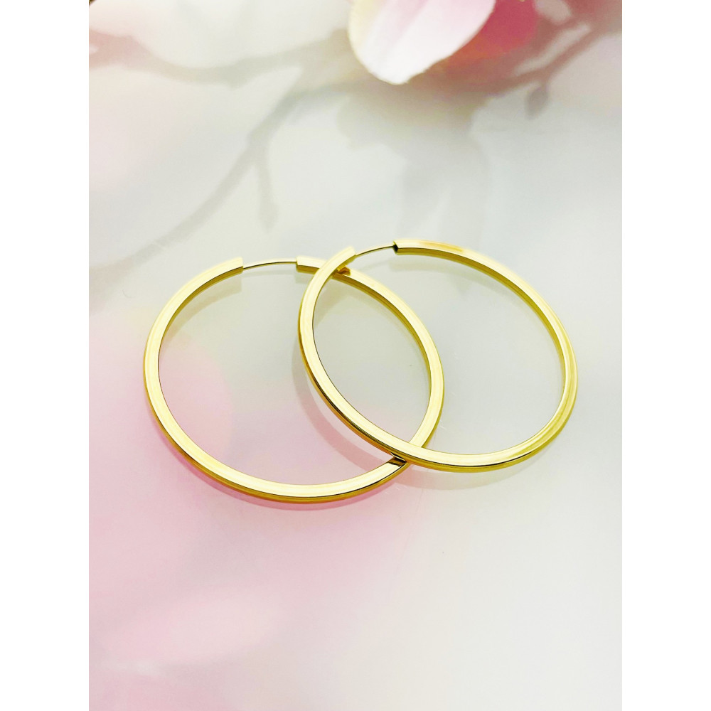 Kreis Creolen Ohrringe Ohrhänger Ohrstecker Ohrschmuck Paar Gelbgold 585er 14KT