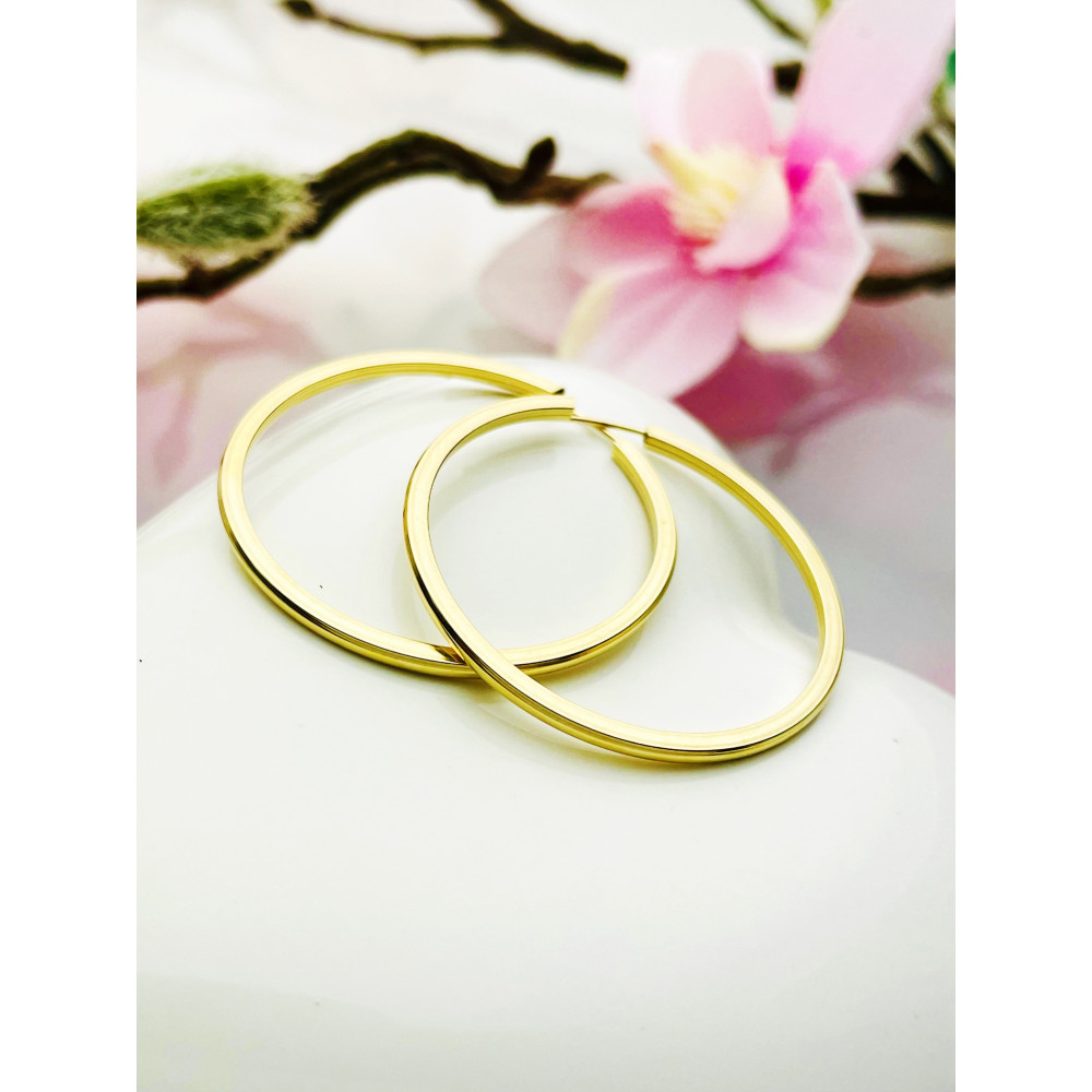 Kreis Creolen Ohrringe Ohrhänger Ohrstecker Ohrschmuck Paar Gelbgold 585er 14KT