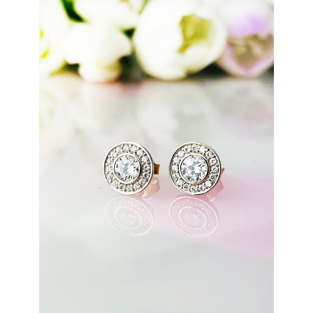 copy of Złote kolczyki kuleczki z cyrkoniami dwukolorowe