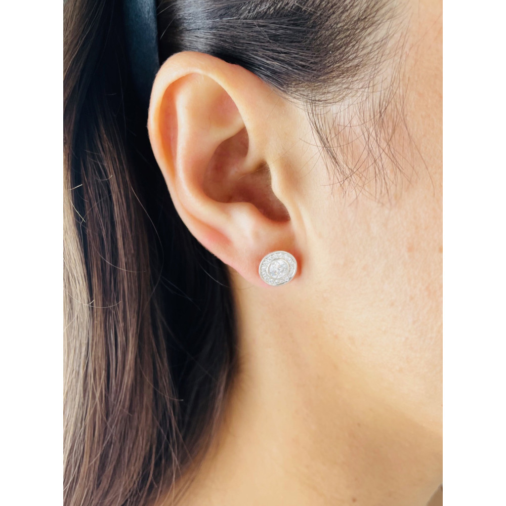 Kreis Ohrringe Ohrhänger mit Zirkonia Ohrstecker Ohrschmuck Paar Gelbgold 585er 14KT